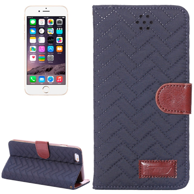 Woven Texture Horizontal Flip Magnetic Buckle Leather Case with Card Slots & Holder for iPhone 6 Plus & 6S Plus