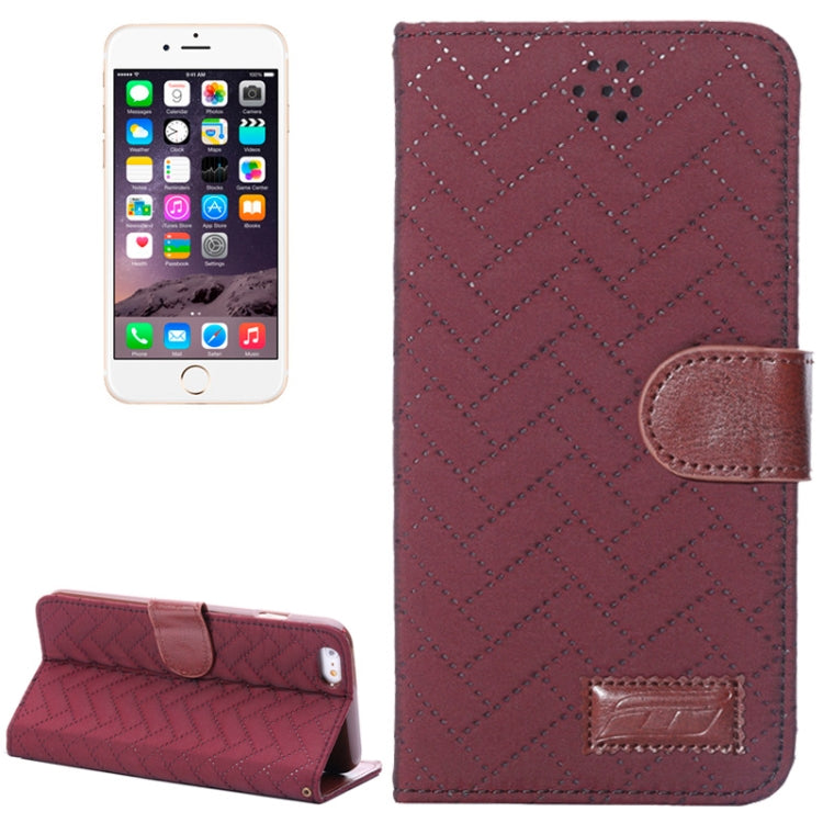 Woven Texture Horizontal Flip Magnetic Buckle Leather Case with Card Slots & Holder for iPhone 6 Plus & 6S Plus