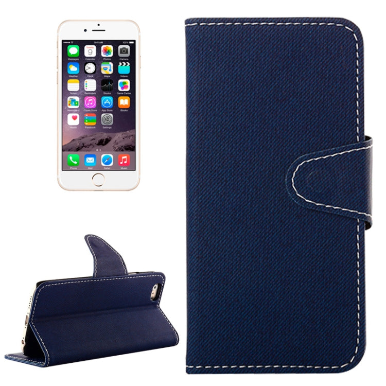 Denim Texture Horizontal Flip Magnetic Buckle Leather Case with Card Slots & Holder for iPhone 6 Plus & 6S Plus
