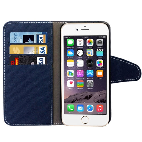 Denim Texture Horizontal Flip Magnetic Buckle Leather Case with Card Slots & Holder for iPhone 6 Plus & 6S Plus