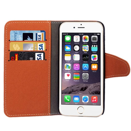 Denim Texture Horizontal Flip Magnetic Buckle Leather Case with Card Slots & Holder for iPhone 6 Plus & 6S Plus