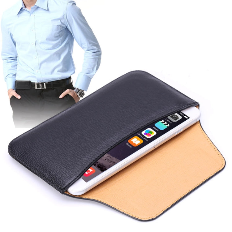 Universal Litchi Texture Horizontal Style Waist Bag Leather Case for iPhone 8 Plus & 7 Plus  , iPhone 6 Plus, iPhone 6S Plus, Galaxy S7 Edge / S6 edge Plus / A8 / Note 5 / Note 4 / Note III / N9000 / N7100(Black)