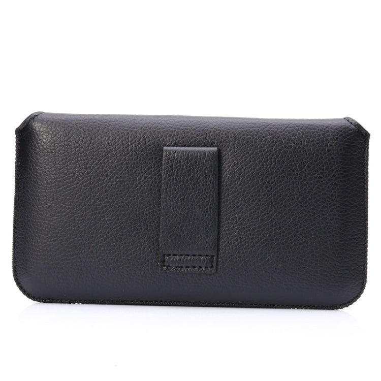 Universal Litchi Texture Horizontal Style Waist Bag Leather Case for iPhone 8 Plus & 7 Plus  , iPhone 6 Plus, iPhone 6S Plus, Galaxy S7 Edge / S6 edge Plus / A8 / Note 5 / Note 4 / Note III / N9000 / N7100(Black)