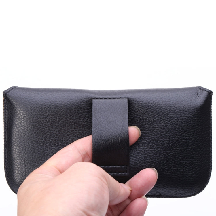 Universal Litchi Texture Horizontal Style Waist Bag Leather Case for iPhone 8 Plus & 7 Plus  , iPhone 6 Plus, iPhone 6S Plus, Galaxy S7 Edge / S6 edge Plus / A8 / Note 5 / Note 4 / Note III / N9000 / N7100(Black)