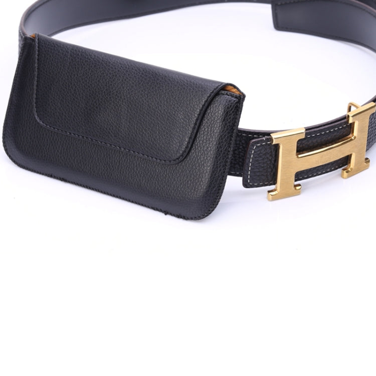 Universal Litchi Texture Horizontal Style Waist Bag Leather Case for iPhone 8 Plus & 7 Plus  , iPhone 6 Plus, iPhone 6S Plus, Galaxy S7 Edge / S6 edge Plus / A8 / Note 5 / Note 4 / Note III / N9000 / N7100(Black)