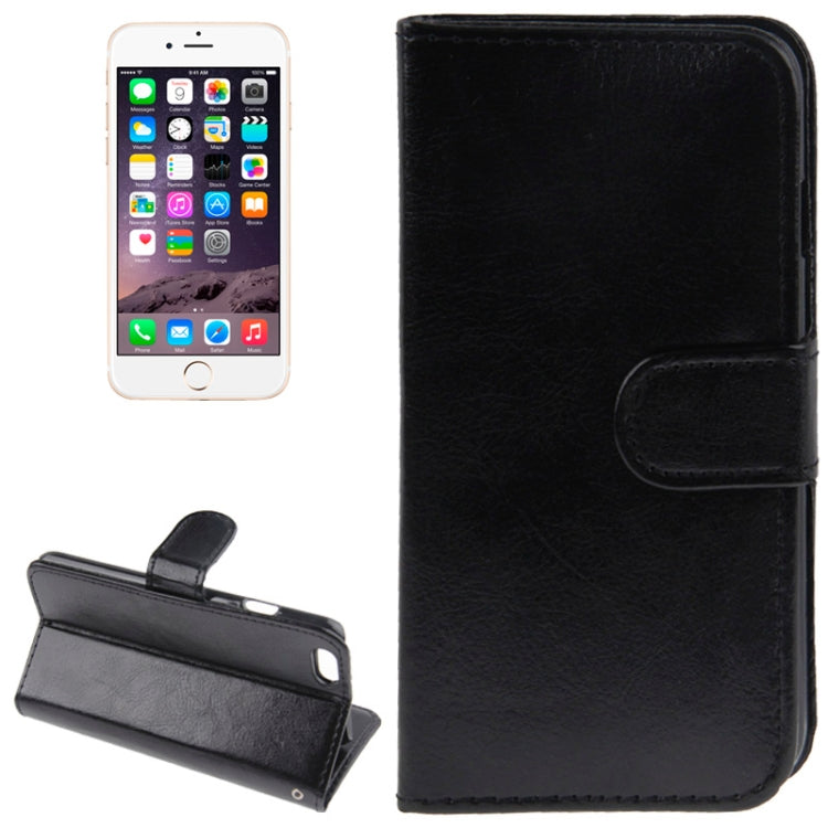 Sheepskin Texture Horizontal Flip Magnetic Button Leather Case with Card Slot & Holder for iPhone 6 Plus & 6S Plus(Black)