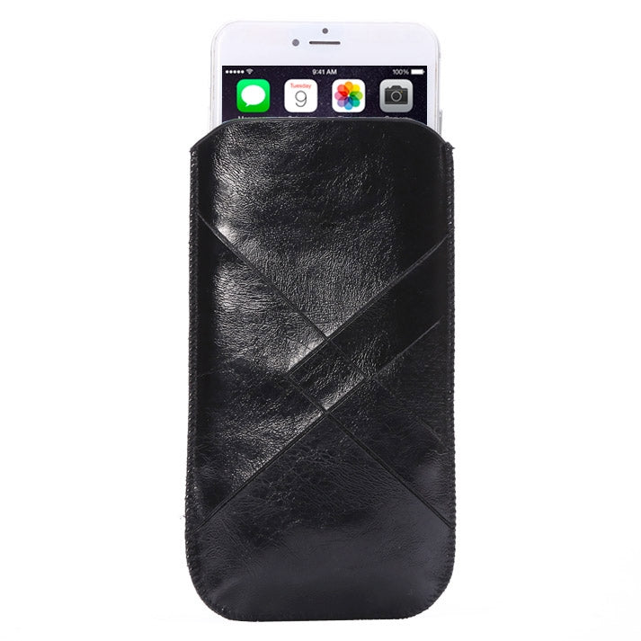Shiny Coating Sheepskin Vertical Style Soft Leather Case Pocket Pouch Sleeve Bag with Pull Up Tab for iPhone 6 Plus & 6S Plus, Galaxy Note 5 / Note 4 / Note 3