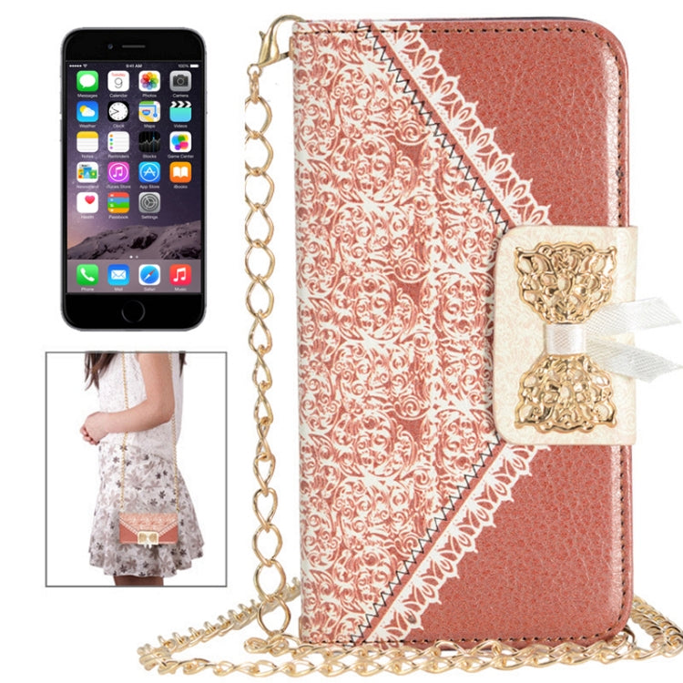 Bowknot Wallet Style Leather Case with Chain and Card Slots for iPhone 6 Plus & 6S Plus