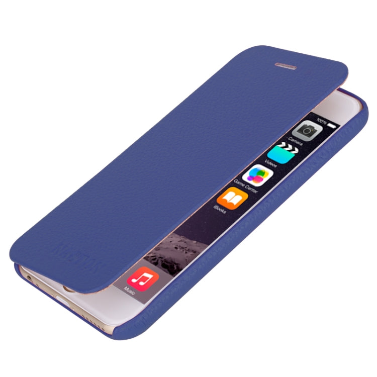 Litchi Texture Horizontal Flip Classic Top-grain Leather Case for iPhone 6 Plus & 6S Plus(Dark Blue)