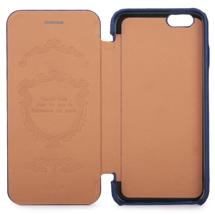 Litchi Texture Horizontal Flip Classic Top-grain Leather Case for iPhone 6 Plus & 6S Plus(Dark Blue)