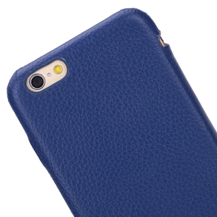 Litchi Texture Horizontal Flip Classic Top-grain Leather Case for iPhone 6 Plus & 6S Plus(Dark Blue)