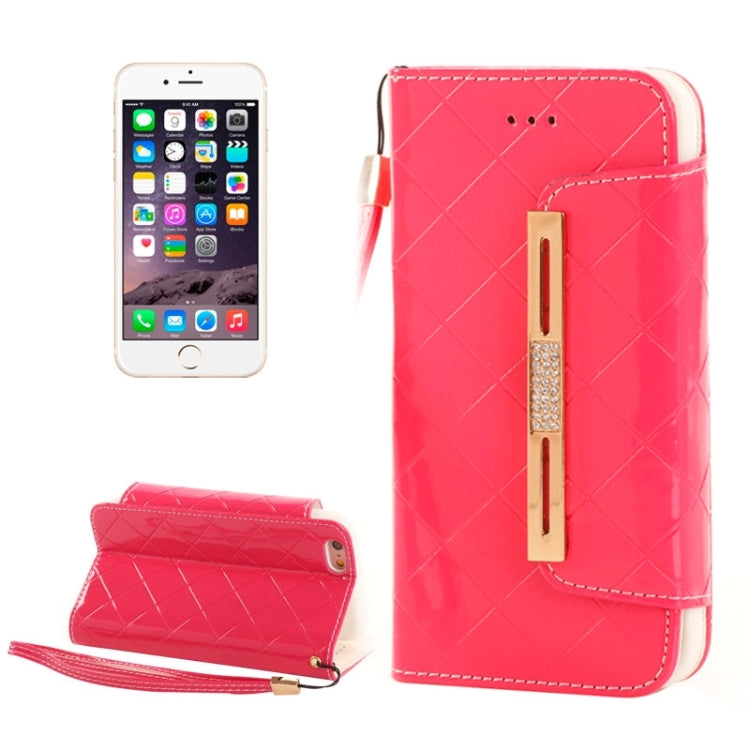 Wallet Style Diamond Encrusted Leather Case with Lanyard & Card Slots & Money Pocket for iPhone 6 Plus