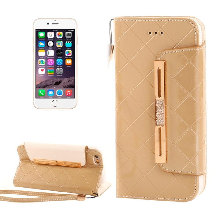 Wallet Style Diamond Encrusted Leather Case with Lanyard & Card Slots & Money Pocket for iPhone 6 Plus