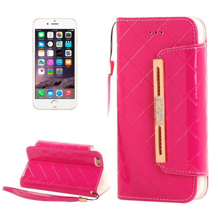 Wallet Style Diamond Encrusted Leather Case with Lanyard & Card Slots & Money Pocket for iPhone 6 Plus