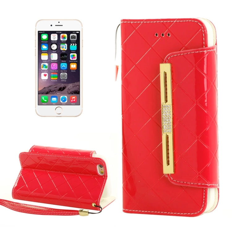 Wallet Style Diamond Encrusted Leather Case with Lanyard & Card Slots & Money Pocket for iPhone 6 Plus
