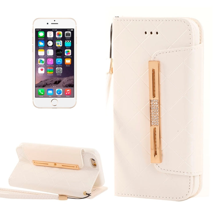 Wallet Style Diamond Encrusted Leather Case with Lanyard & Card Slots & Money Pocket for iPhone 6 Plus