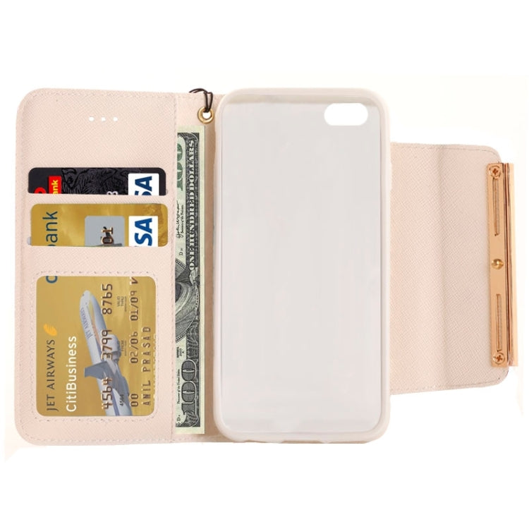 Wallet Style Diamond Encrusted Leather Case with Lanyard & Card Slots & Money Pocket for iPhone 6 Plus