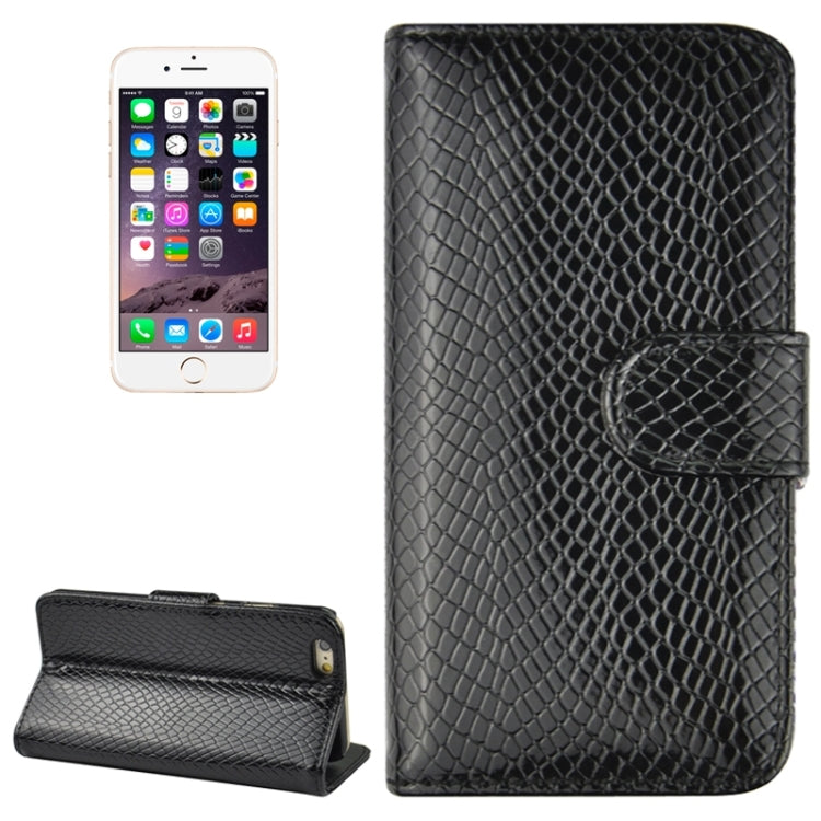 Snakeskin Texture Horizontal Flip PU Leather Case with Card Slot & Holder for iPhone 6 Plus