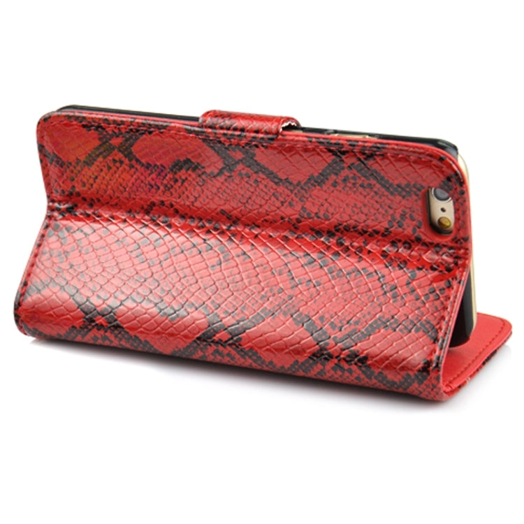 Snakeskin Texture Horizontal Flip PU Leather Case with Card Slot & Holder for iPhone 6 Plus