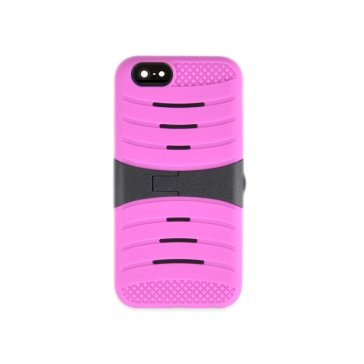 Stripe Pattern Silicone + Plastic Protective Case with Holder for iPhone 6 Plus & 6S Plus