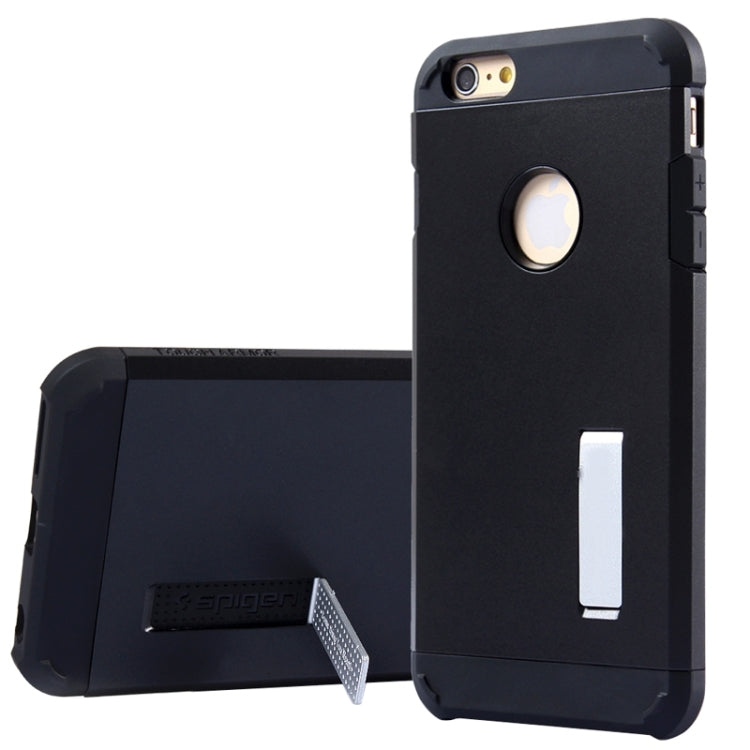 Slim Armor Gunmetal Polycarbonate + TPU Combination Case with Holder for iPhone 6 Plus & 6S Plus