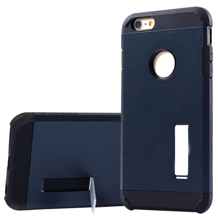 Slim Armor Gunmetal Polycarbonate + TPU Combination Case with Holder for iPhone 6 Plus & 6S Plus