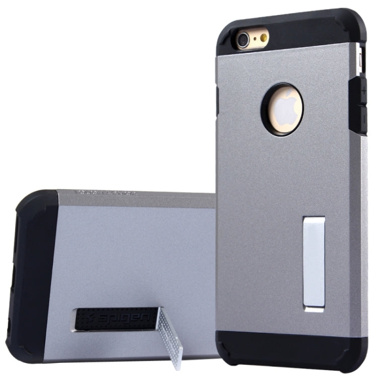 Slim Armor Gunmetal Polycarbonate + TPU Combination Case with Holder for iPhone 6 Plus & 6S Plus