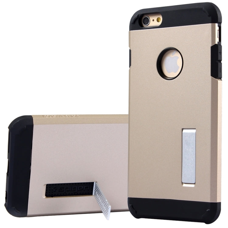 Slim Armor Gunmetal Polycarbonate + TPU Combination Case with Holder for iPhone 6 Plus & 6S Plus