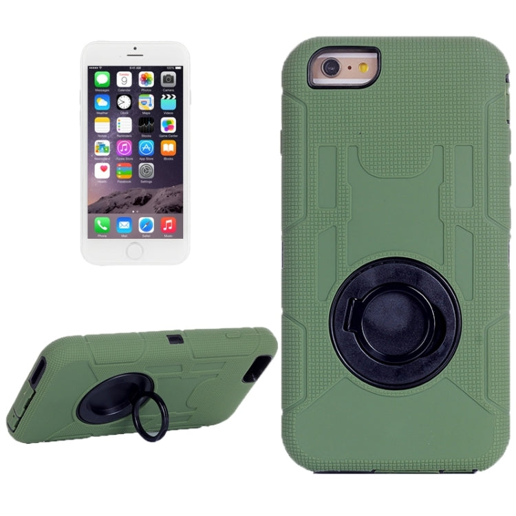 Shockproof Silicone + Hard Plastic Combination Case with Ring Holder for iPhone 6 Plus