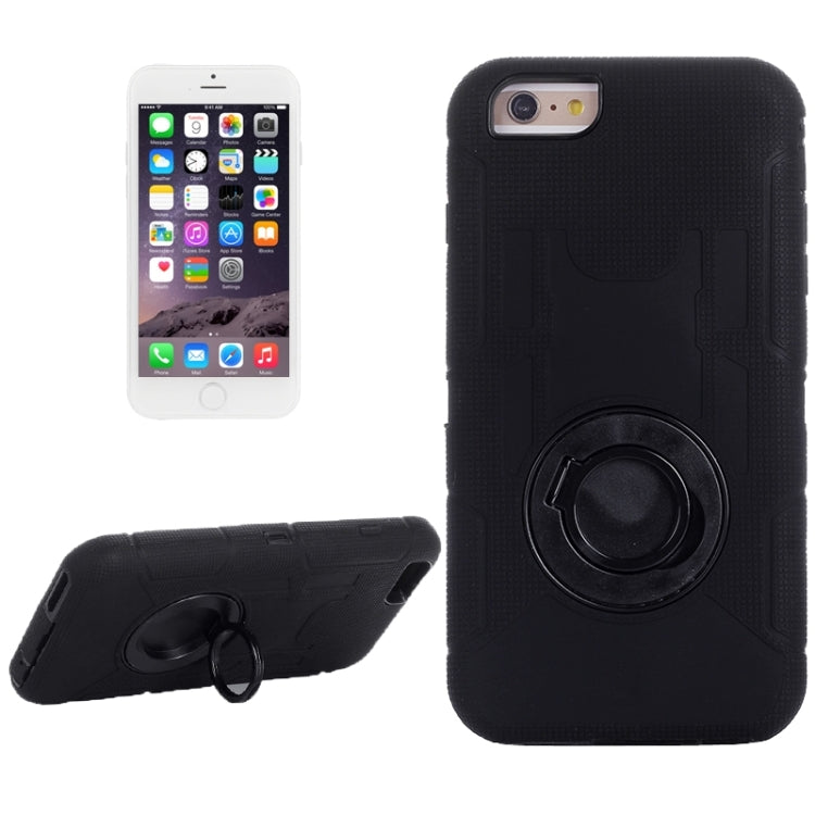 Shockproof Silicone + Hard Plastic Combination Case with Ring Holder for iPhone 6 Plus