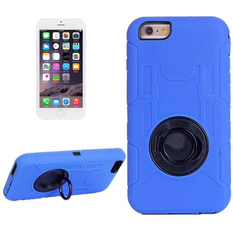 Shockproof Silicone + Hard Plastic Combination Case with Ring Holder for iPhone 6 Plus