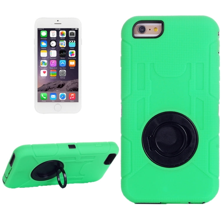 Shockproof Silicone + Hard Plastic Combination Case with Ring Holder for iPhone 6 Plus