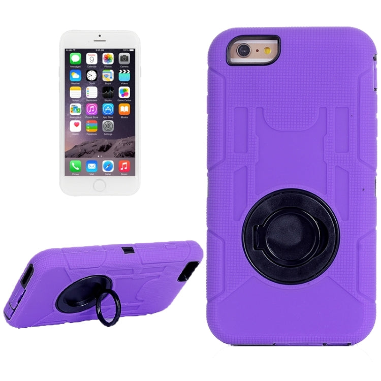 Shockproof Silicone + Hard Plastic Combination Case with Ring Holder for iPhone 6 Plus