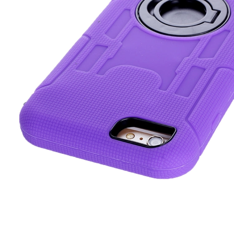 Shockproof Silicone + Hard Plastic Combination Case with Ring Holder for iPhone 6 Plus