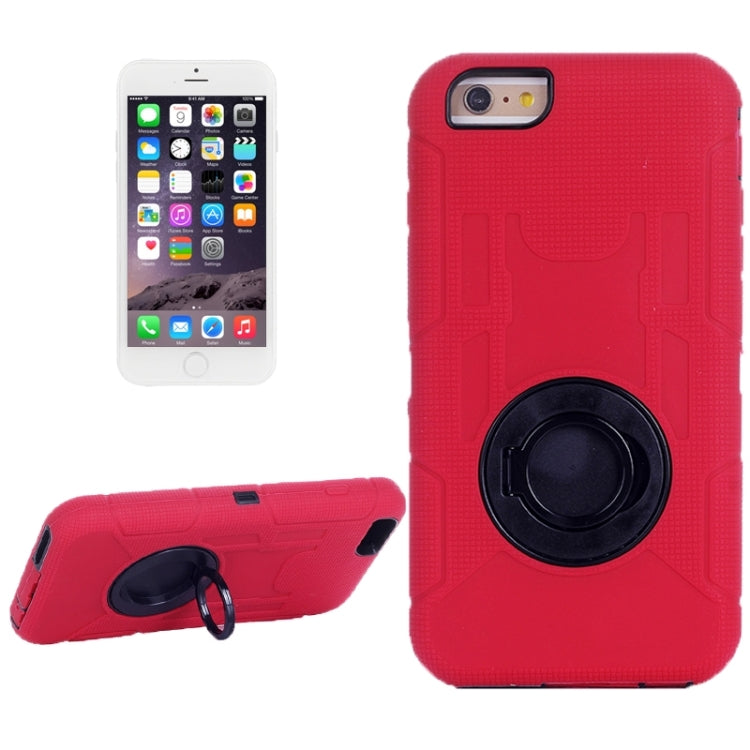 Shockproof Silicone + Hard Plastic Combination Case with Ring Holder for iPhone 6 Plus