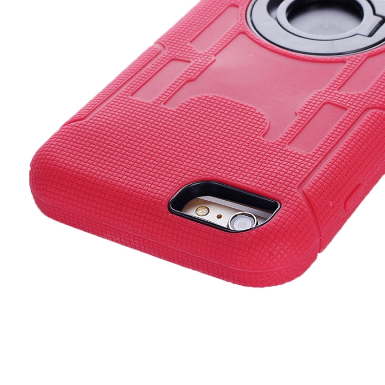 Shockproof Silicone + Hard Plastic Combination Case with Ring Holder for iPhone 6 Plus