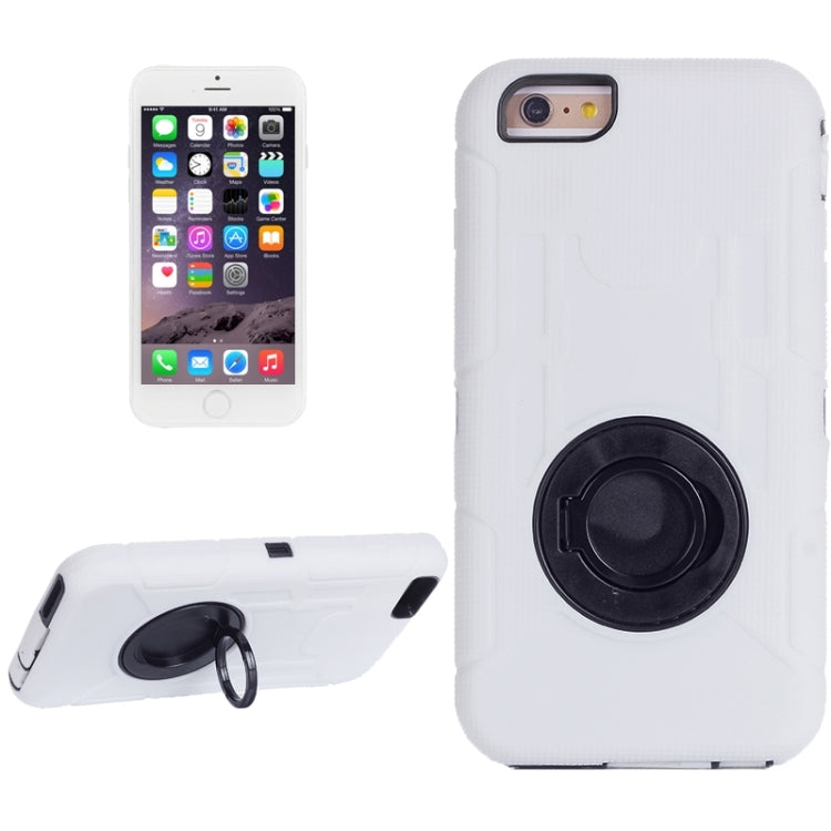 Shockproof Silicone + Hard Plastic Combination Case with Ring Holder for iPhone 6 Plus