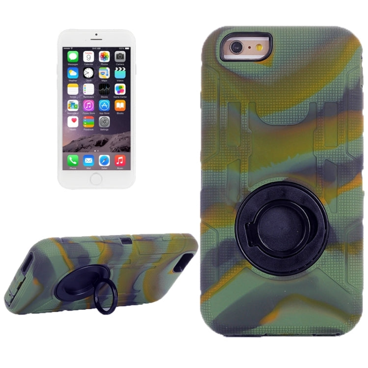 Shockproof Silicone + Hard Plastic Combination Case with Ring Holder for iPhone 6 Plus