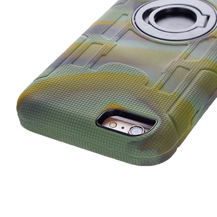 Shockproof Silicone + Hard Plastic Combination Case with Ring Holder for iPhone 6 Plus