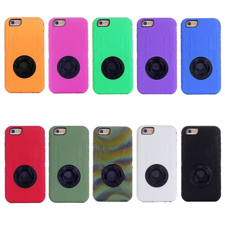Shockproof Silicone + Hard Plastic Combination Case with Ring Holder for iPhone 6 Plus