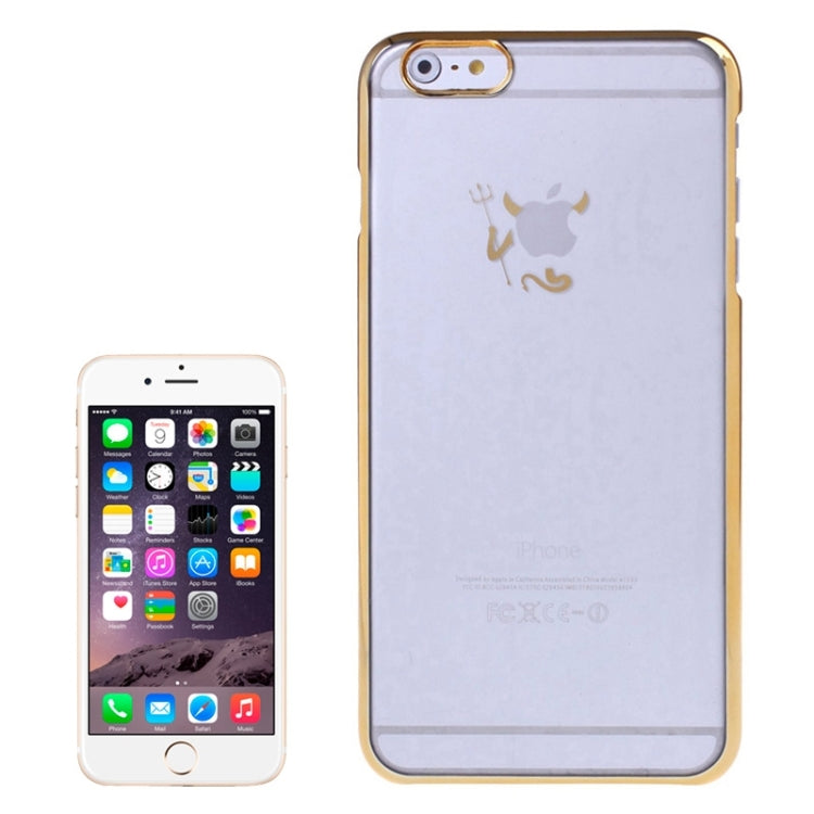 Little Devil Fork Pattern Ultra Thin Plating Border Transparent Plastic Case for iPhone 6 Plus & 6S Plus