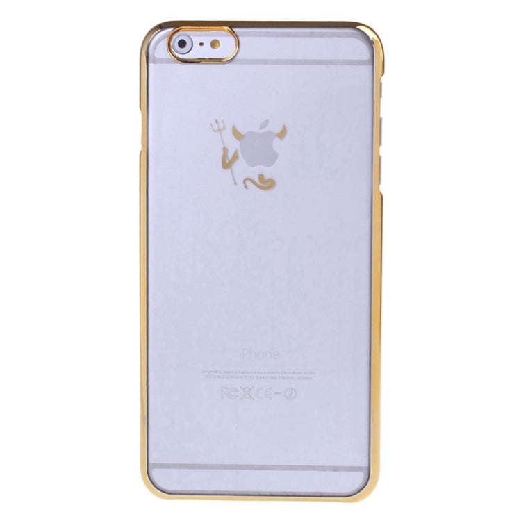 Little Devil Fork Pattern Ultra Thin Plating Border Transparent Plastic Case for iPhone 6 Plus & 6S Plus