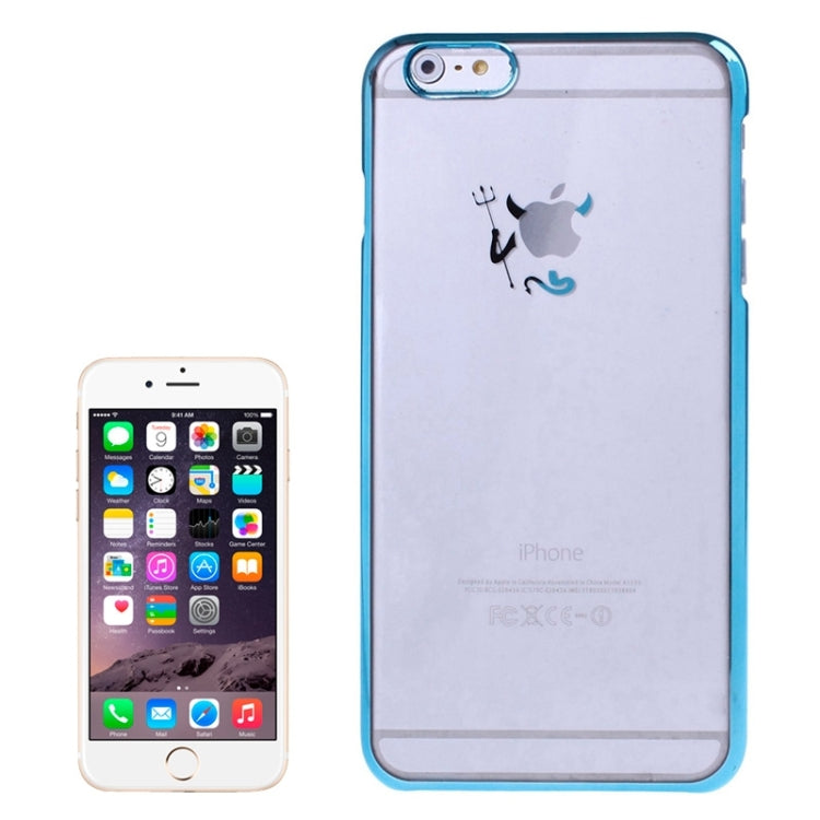 Little Devil Fork Pattern Ultra Thin Plating Border Transparent Plastic Case for iPhone 6 Plus & 6S Plus
