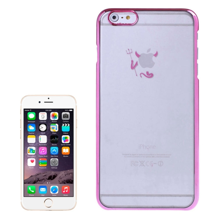 Little Devil Fork Pattern Ultra Thin Plating Border Transparent Plastic Case for iPhone 6 Plus & 6S Plus