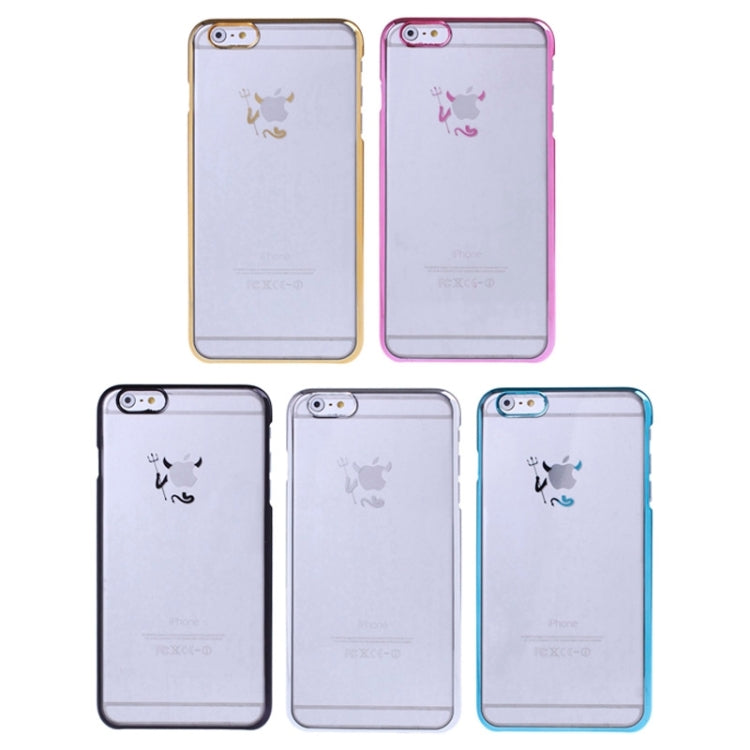 Little Devil Fork Pattern Ultra Thin Plating Border Transparent Plastic Case for iPhone 6 Plus & 6S Plus