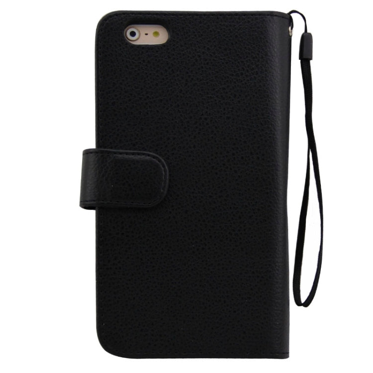 Litchi Texture Wallet Style Leather Case with Lanyard and Card Slots for iPhone 6 Plus & 6S Plus(Black)