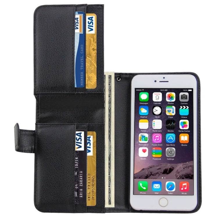 Litchi Texture Wallet Style Leather Case with Lanyard and Card Slots for iPhone 6 Plus & 6S Plus(Black)