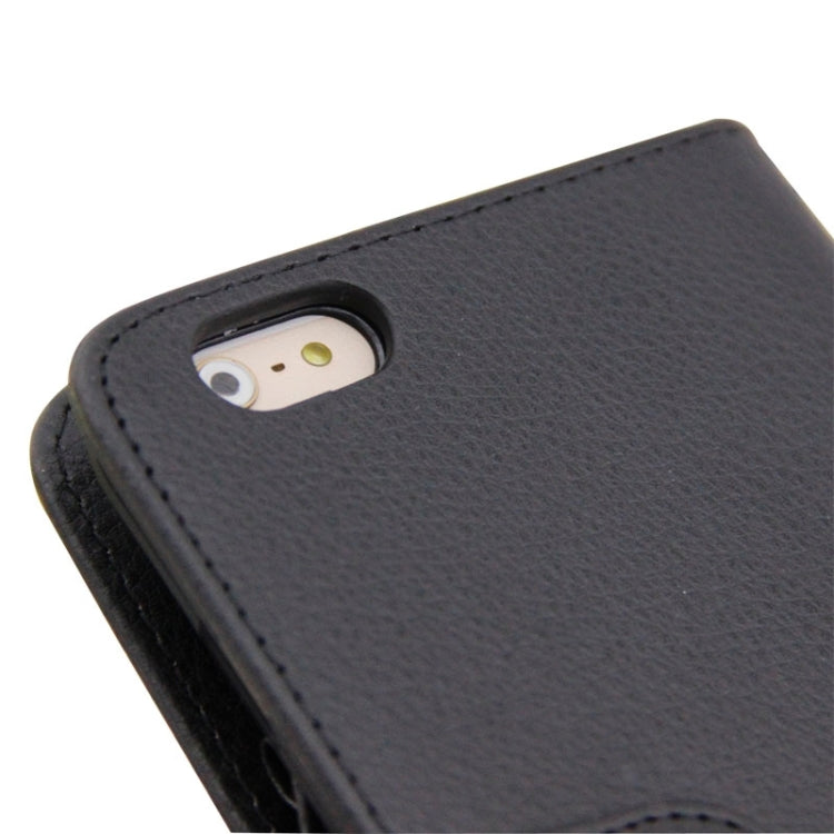 Litchi Texture Wallet Style Leather Case with Lanyard and Card Slots for iPhone 6 Plus & 6S Plus(Black)
