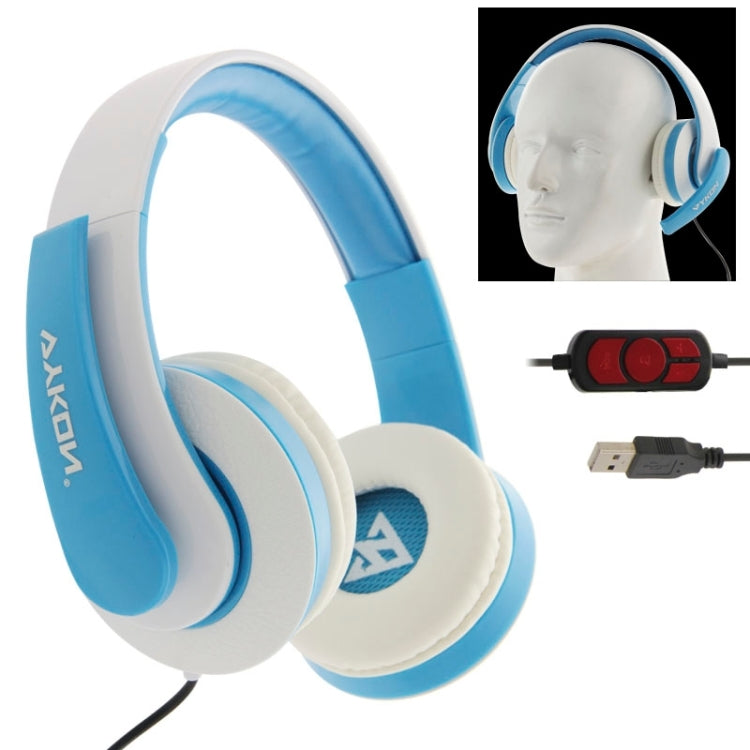 Universal USB Plug Stereo Headset with Mic for Computer, Cable Length: 2m (Blue + White)