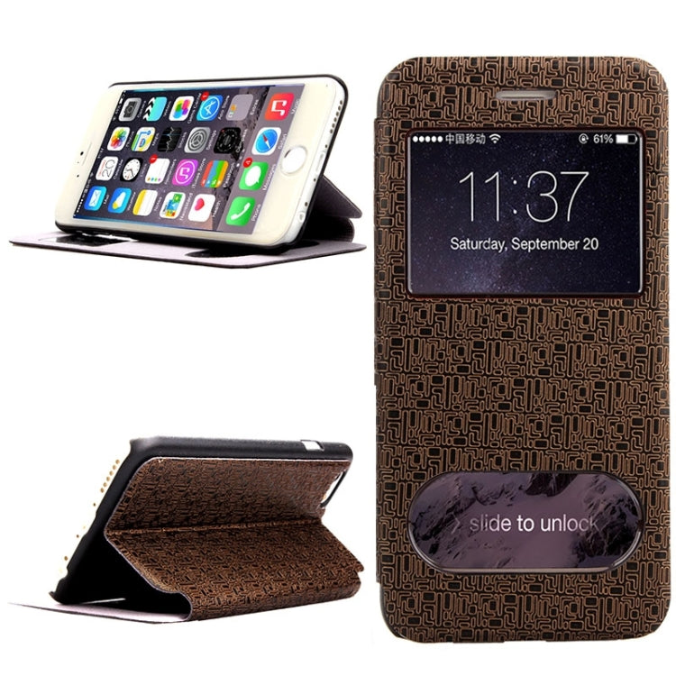 Maze Pattern Flip Leather Case with Holder & Wake-up / Sleep Function & Caller ID Display for iPhone 6 Plus & 6s Plus